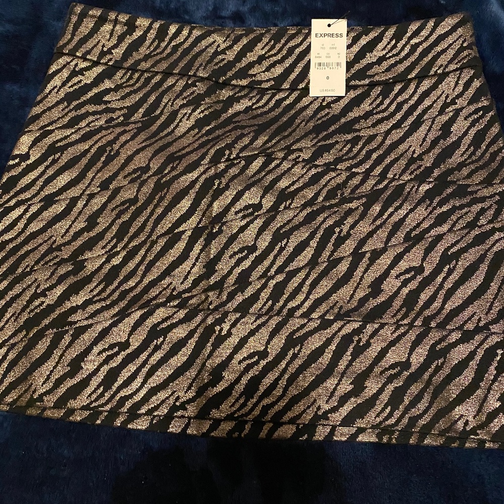Express metallic zebra print mini skirt